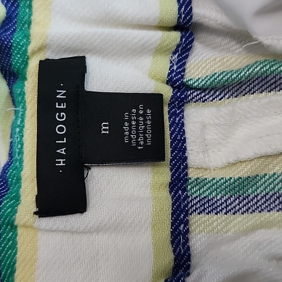 Halogen Paperbag Ivory-Blue Dune Striped  Short/ Size M - Picture 6 of 15